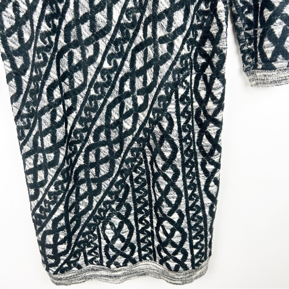Moth Anthropologie Sweater Dress Black Gray Knit Pattern 3/4 Sleeve - Picture 11 of 12
